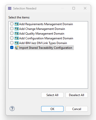 Import Traceability Settings