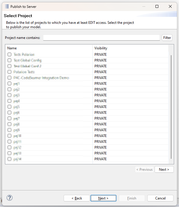 Publication For Capella Publish - Select Project