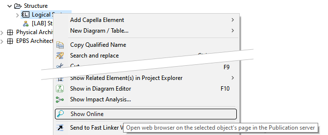 Show in Publication Menu