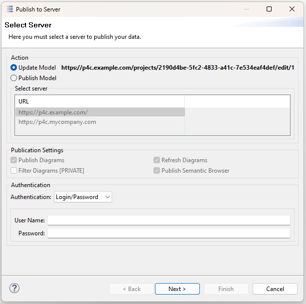 Publication For Capella Publish - Select Server