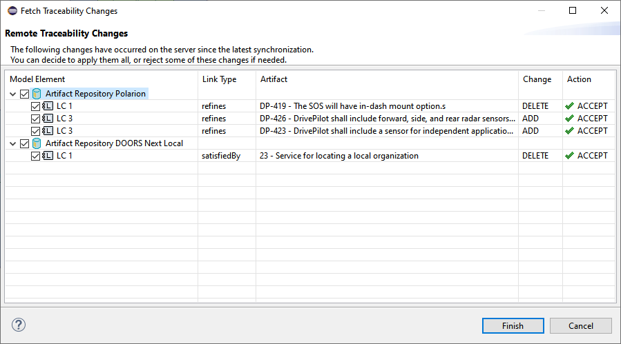 Example of update with remote changes