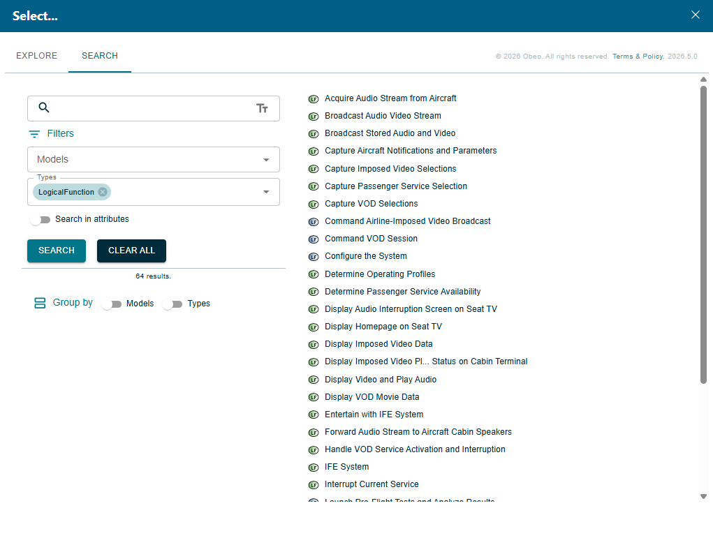 Search dialog