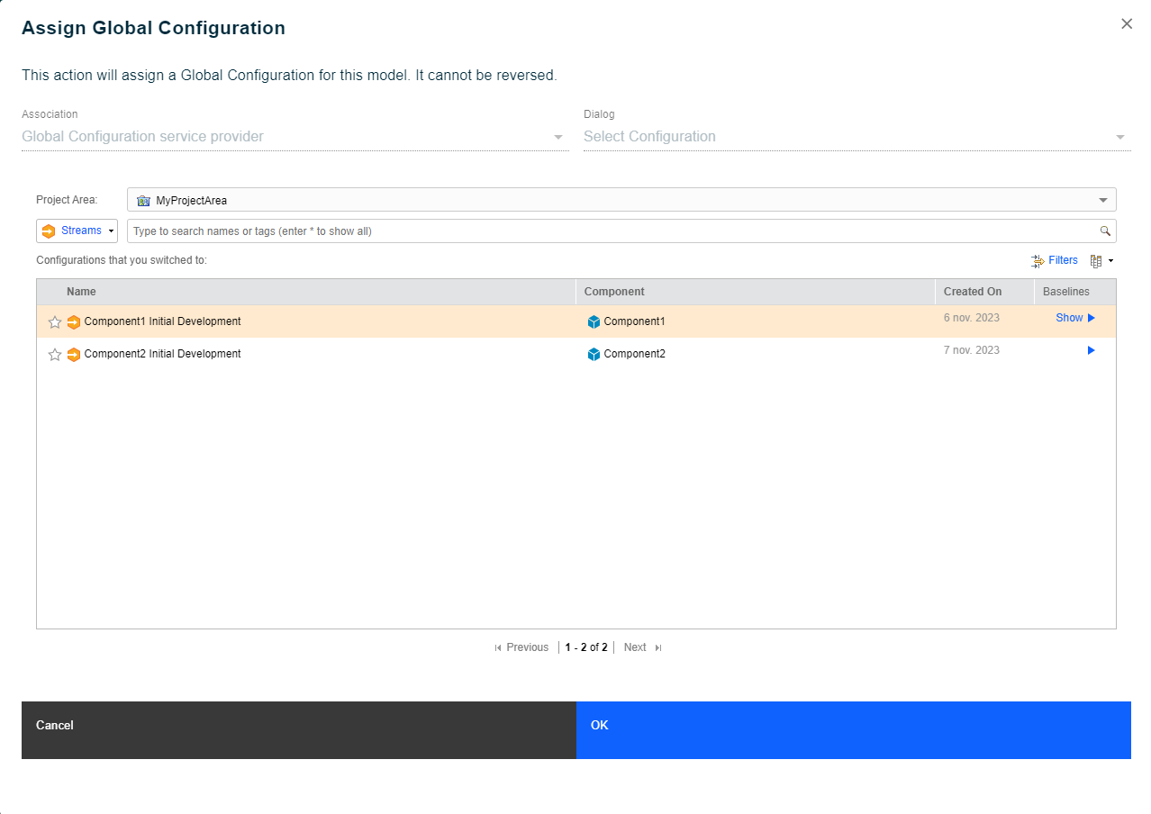 Configuration assigned