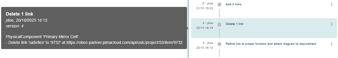 Model History Hover