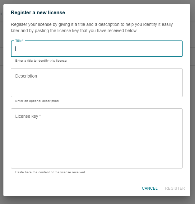 License Registration Dialog