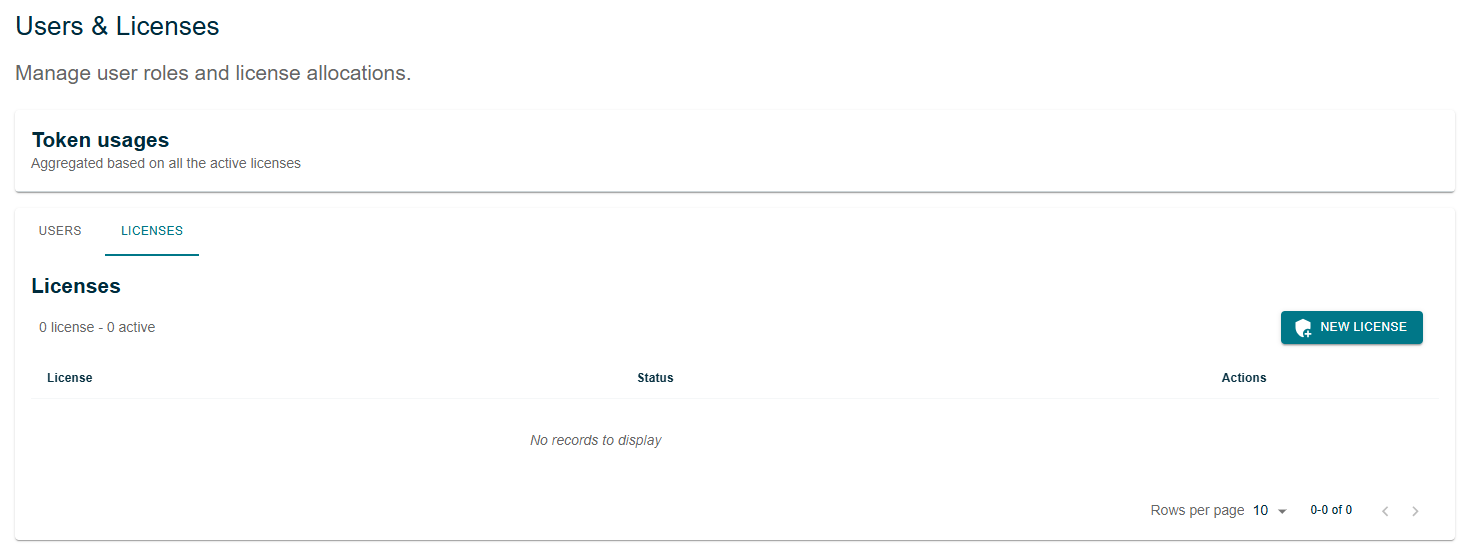 Licenses Page