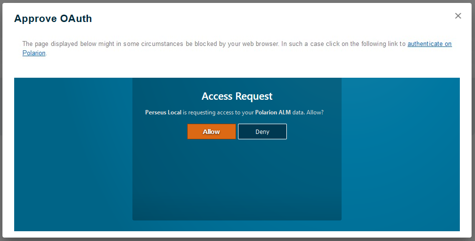 Polarion OAuth Confirmation Request