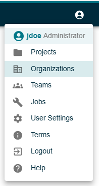 Organizations Menu