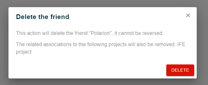 Friend Delete Dialog
