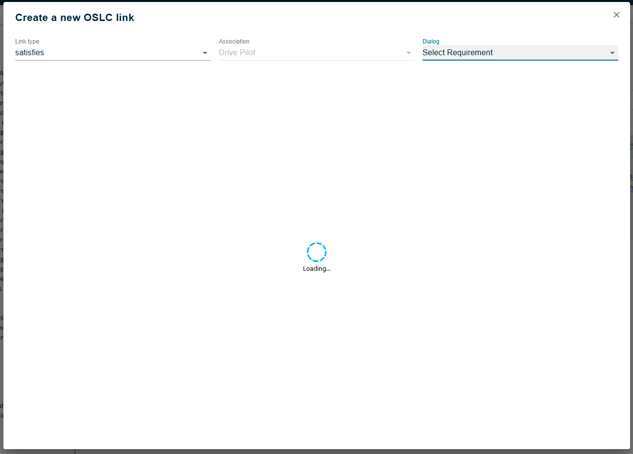 OSLC Link Creation Dialog Step 3