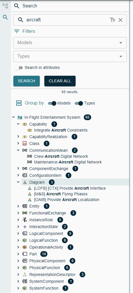 Grouped search results
