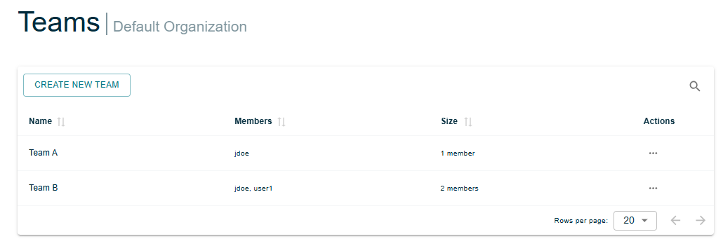 Teams Page