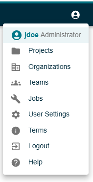 User menu