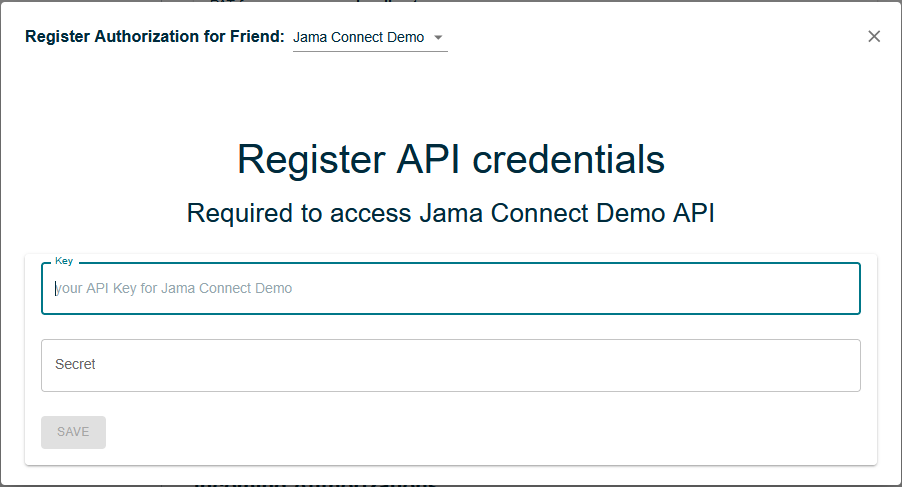 Jama Connect API Key Registration