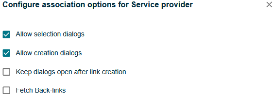 CodeBeamer Association Default Options