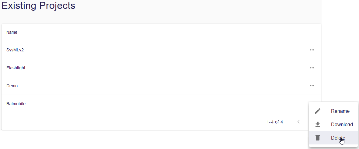 Delete Project from the Project Browser