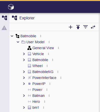 Project Editor Left sidebar Explorer