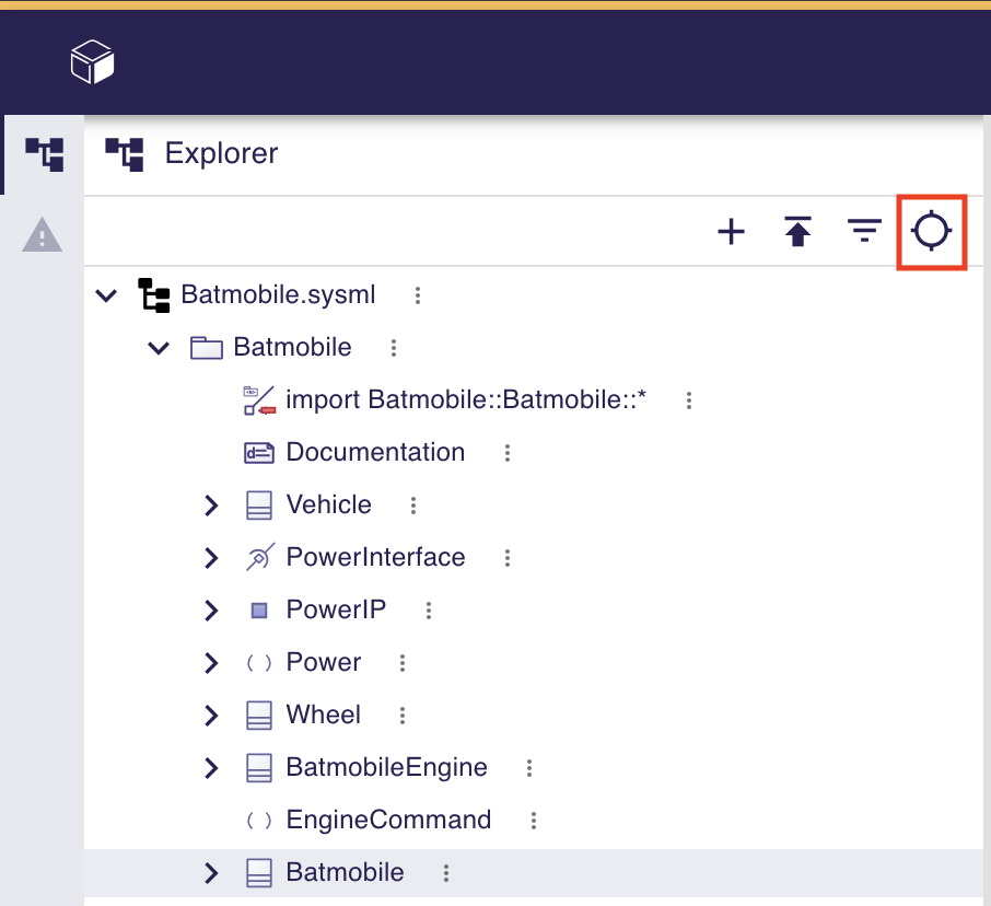 Explorer toolbar Select action
