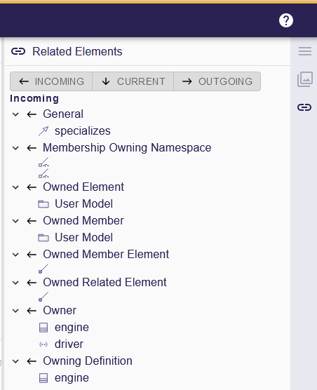 Project Editor Right sidebar Related Elements