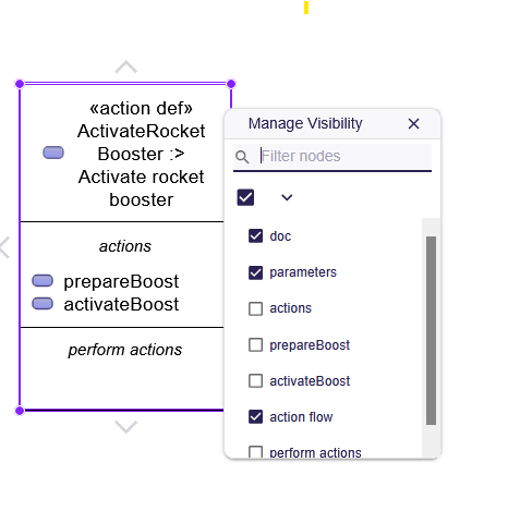 Manage Visibility modal
