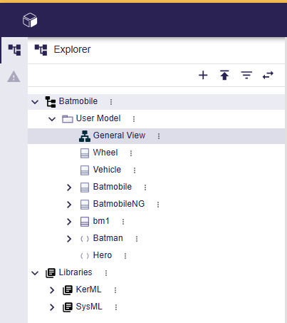 Project Editor Left sidebar Explorer