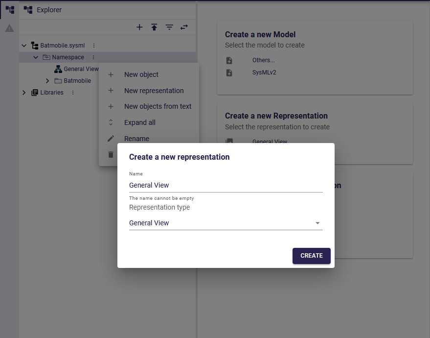 Create diagram on root namespace element