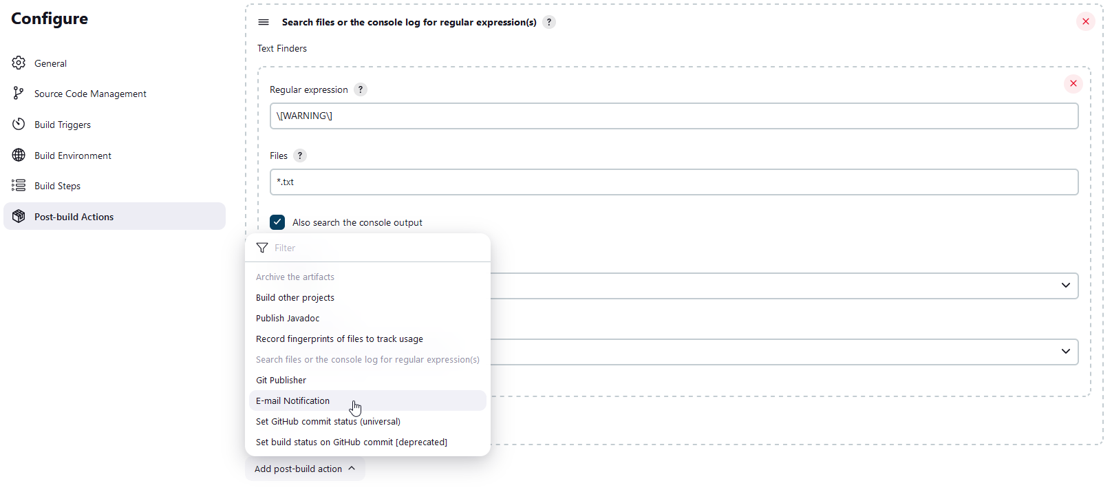 14. post build actions